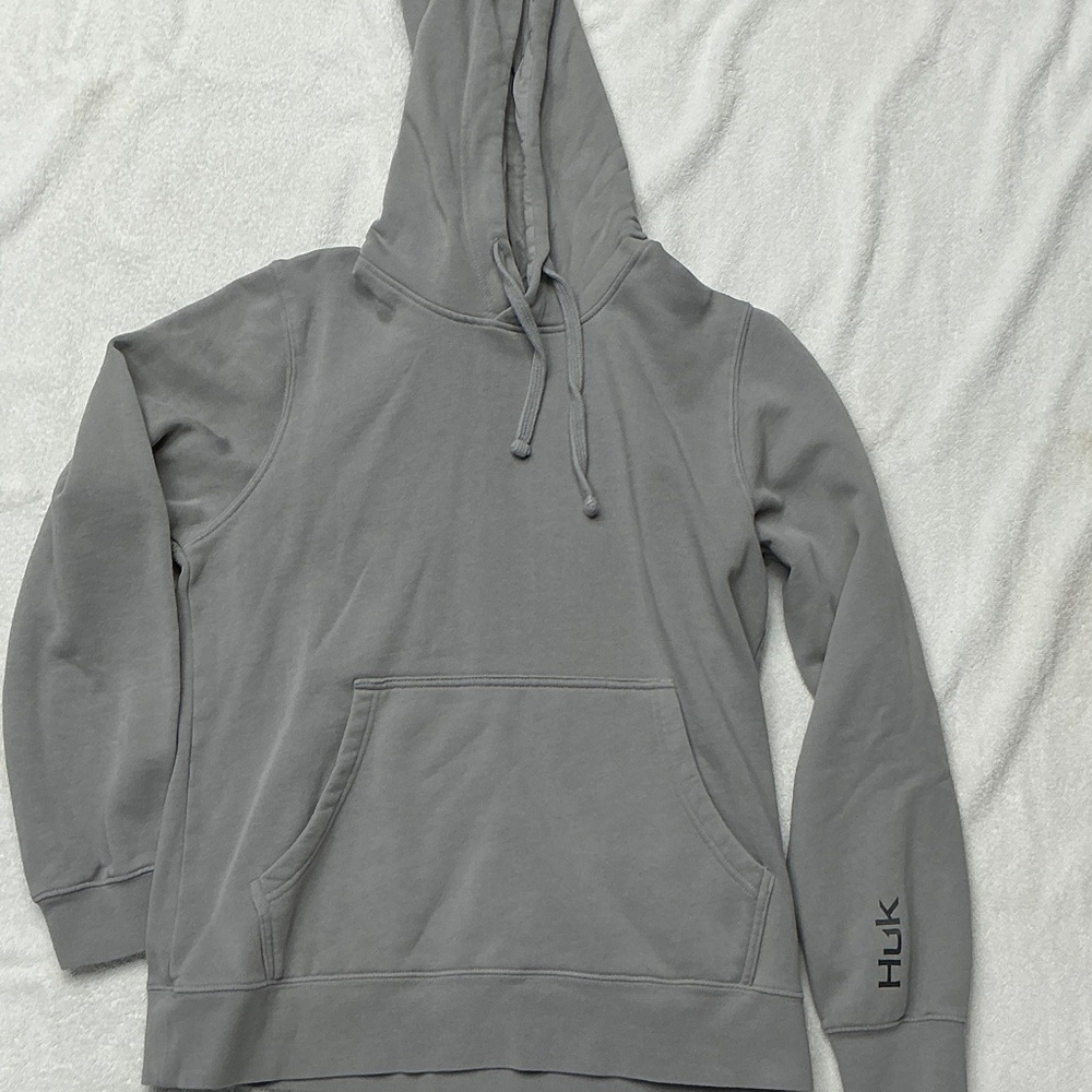 Huk Light Gray Pullover Hoodie with Black Brand Tag